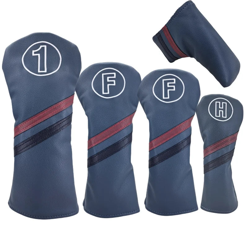 Golf Club Headcovers Driver Fairway Wood Hybrid Head Cover PU Leather 3 Colours