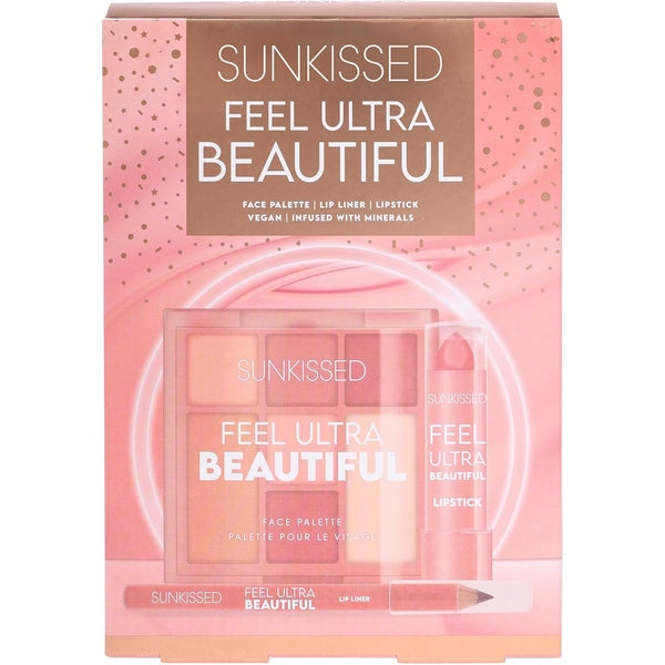 Sunkissed Feel Ultra Beautiful Gift Set Face Palette + Lip Liner + Lipstick