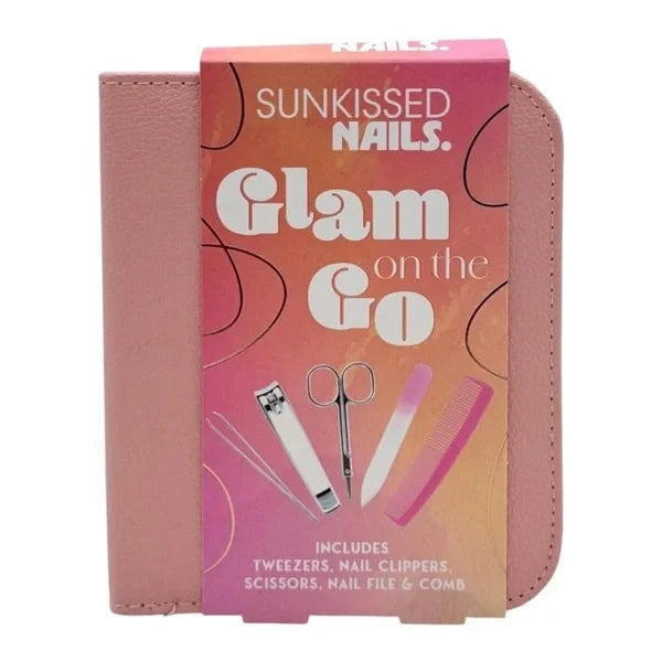Sunkissed Nails Glam On The Go Gift Set 5 Pieces (1x Tweezers 1x Nail Clippers 1x Scissors 1x Nail File 1x Comb Case)