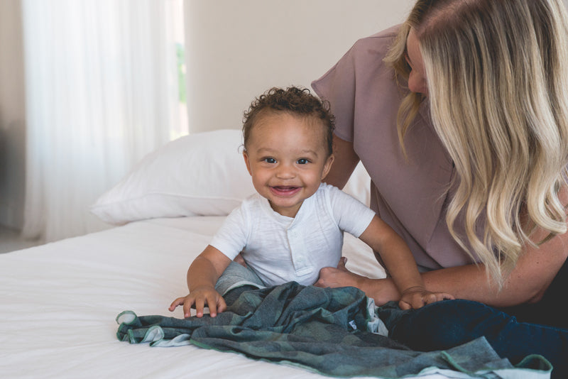 Copper Pearl Knitted Swaddle Blanket Hunter