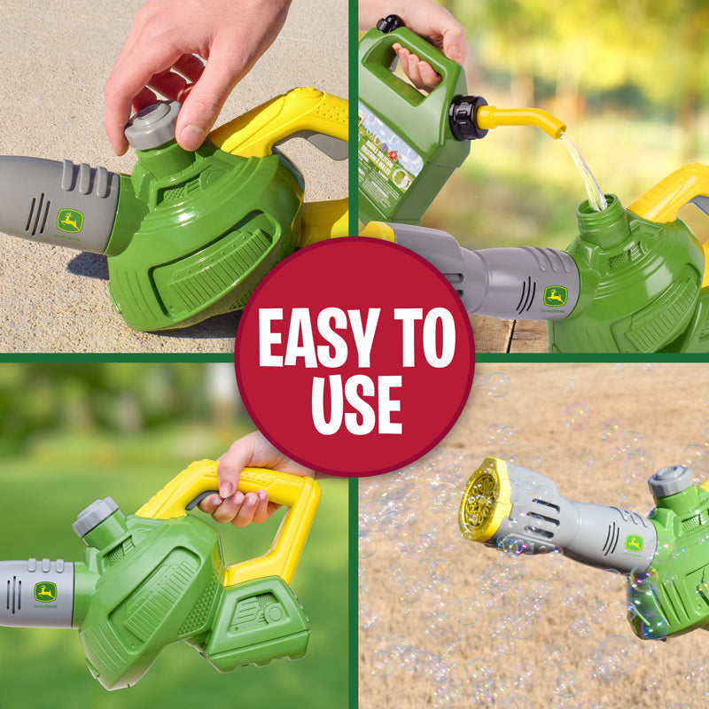Tomy John Deere Bubble Leaf Blower & Refill Can | Outdoor Toy for Kids 3+