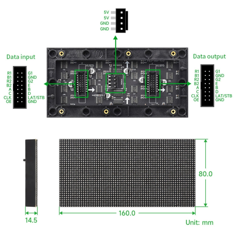 Waveshare RGB-Vollfarb-LED-Matrix-Panel, 2,5mm Pixelabstand, 64x32 Pixel, einstellbare Helligkeit, 23707, 23707