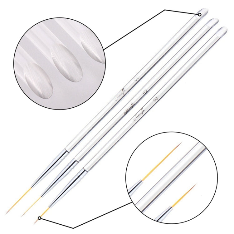 Juego de 3 pinceles de doble punta para decoración de uñas y dibujo.