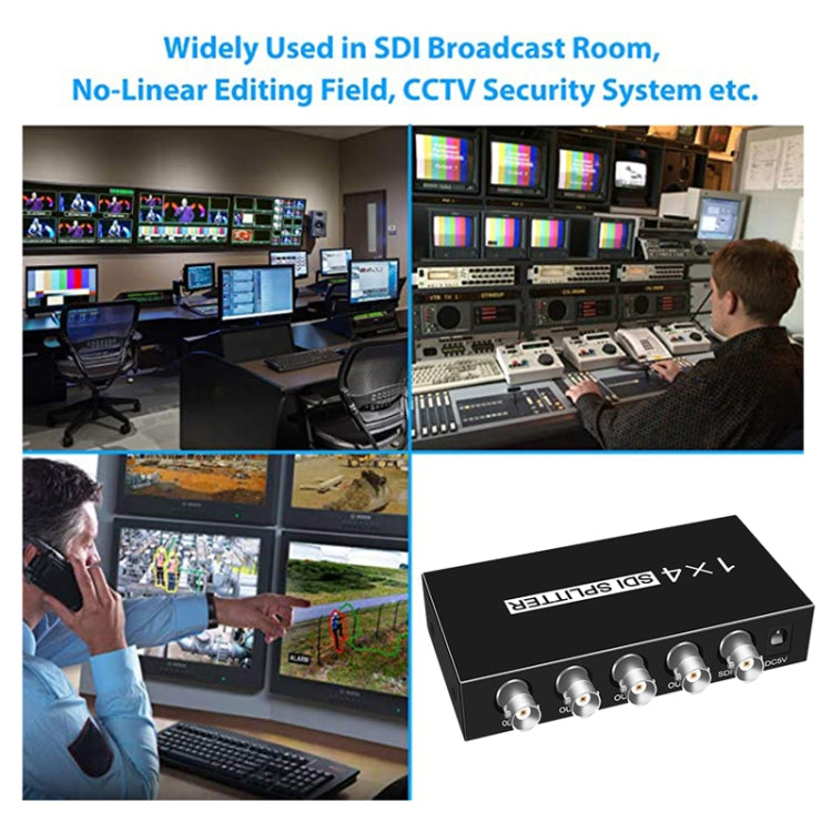 Amplificador distribuidor de video SDI 1 entrada 4 salidas SD-SDI / HD-SDI / 3G-SDI, 1 entrada 4 salidas