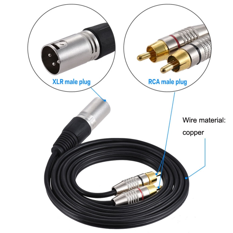 XLR-Stecker auf 2 Cinch-Stecker Stereo-Audiokabel | Vergoldet | 0,5m–10m