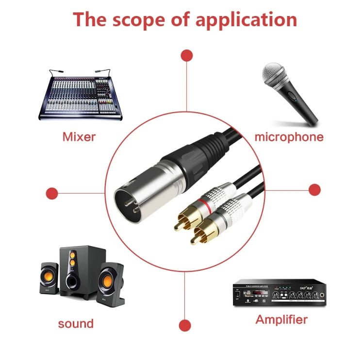 XLR-Stecker auf 2 Cinch-Stecker Stereo-Audiokabel | Vergoldet | 0,5m–10m