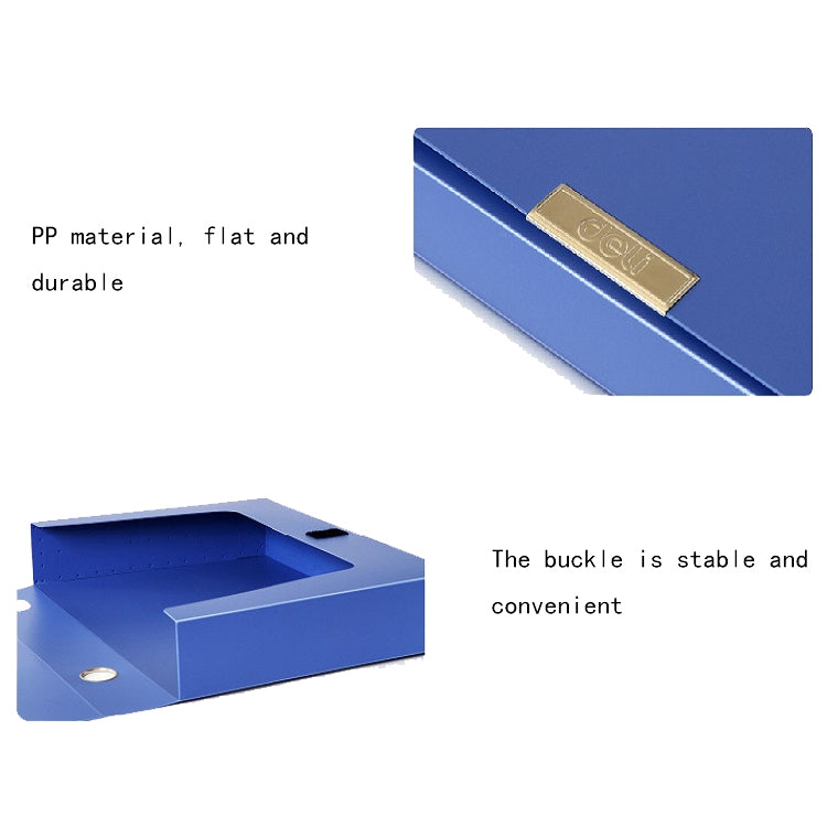 Deli A4 Plastic File Box | Office Document Storage Box 55mm – Blue