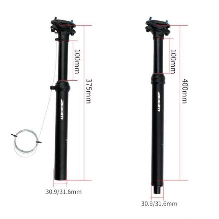 ZOOM Fahrrad Drahtgesteuerte Hydraulische Variostütze Mountainbike-Sattelstütze, 31,6mm 375mm Externe Zugführung, 30,9mm 400mm Interne Zugführung, 31,6mm 400mm Interne Zugführung