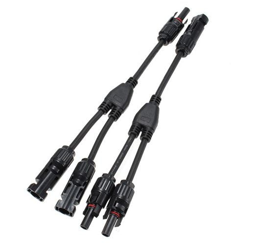 MC4 Branch Y Adapter Connectors for Solar Panels – 1 Pair (M/M/F & F/F/M)