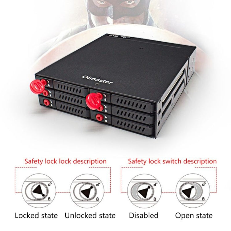 OImaster MR-6601 Six-Bay 2.5" SATA Hard Drive Enclosure with Cooling Fan & LED Indicators