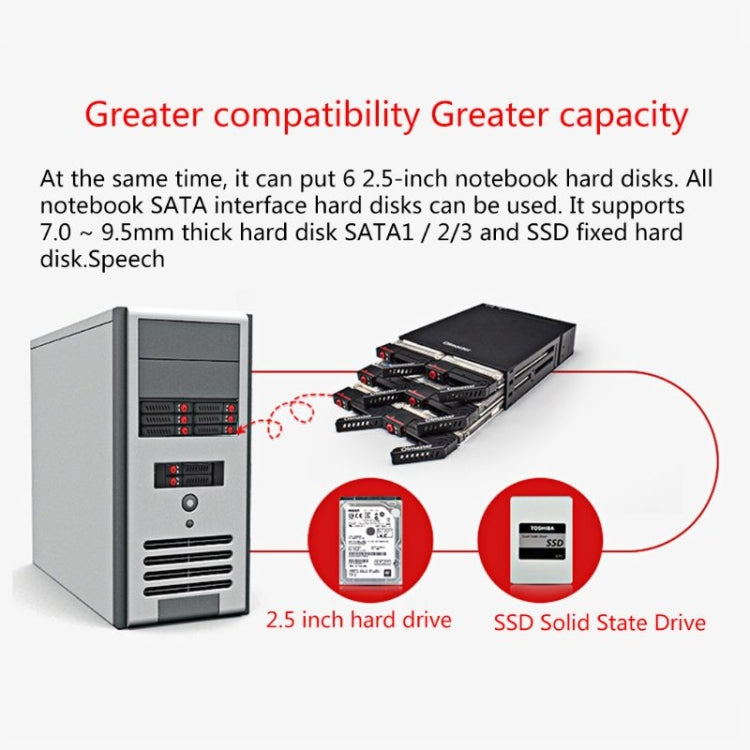 OImaster MR-6601 Six-Bay 2.5" SATA Hard Drive Enclosure with Cooling Fan & LED Indicators