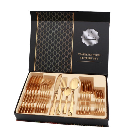 24-teiliges Besteckset aus Edelstahl, für Western-Steak, Geschenkset, Silber, Gold, Roségold, Regenbogenfarben, Schwarz