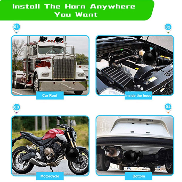 1 Par 110BD 12V Motocicleta Eléctrica Coche Ruidoso Solo Sonido Caracol Altavoz, Altavoz de Caracol