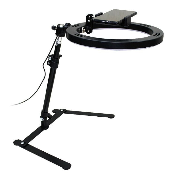 Overhead Ring Fill Light Set with Stand & Phone Mount – LED Beautifying Light for Live Streaming & Food Photography