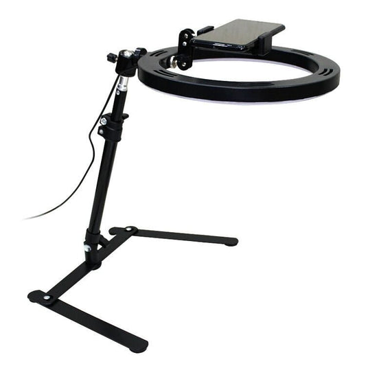 Overhead Ring Fill Light Set with Stand & Phone Mount – LED Beautifying Light for Live Streaming & Food Photography