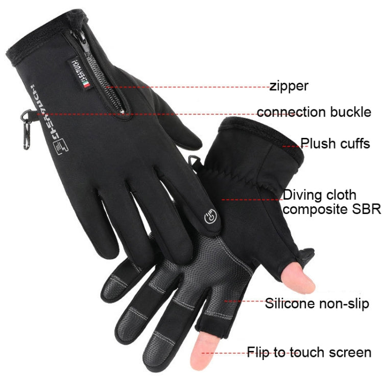 Outdoor-Sport-Reithandschuhe warm Touchscreen Fingerlose Angelhandschuhe, M, L, XL, XXL