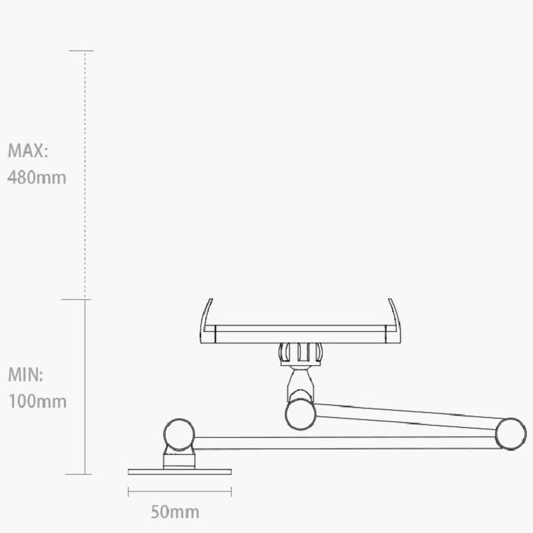 WS-2 Wall-Mounted Folding Telescopic Phone & Tablet Holder | 4.7–12.9 Inch