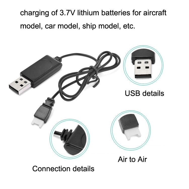 3.7V 350mAh USB Drone Charging Cable – Air-to-Air Plug, 60cm