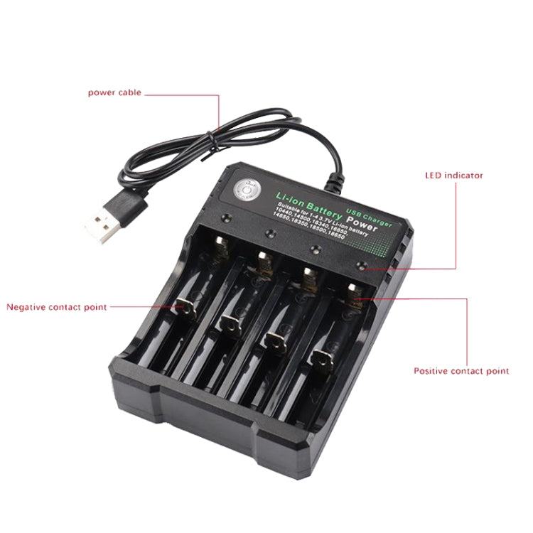 18650 4-Slot USB Battery Charger – Independent Charging, LED Indicator