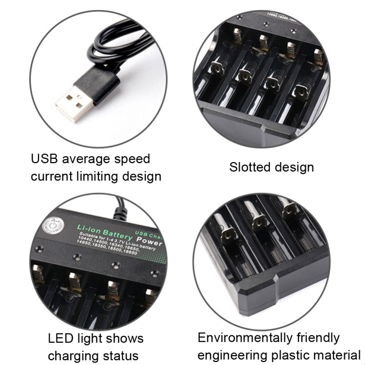 18650 4-Slot USB Battery Charger – Independent Charging, LED Indicator