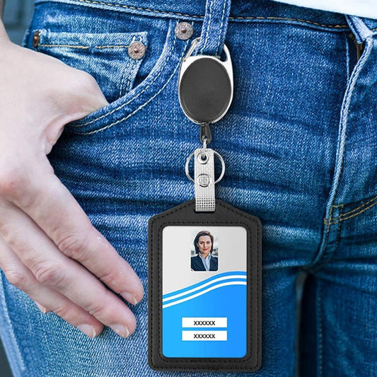 ZT-6330 Estuche protector 3 en 1 de piel sintética con soporte retráctil para tarjeta de identificación