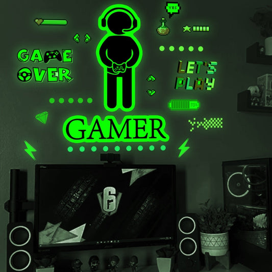 Gamepad Leucht-Wandtattoo – Im Dunkeln leuchtende Gaming-Aufkleber für Schlafzimmer & Wohnzimmer