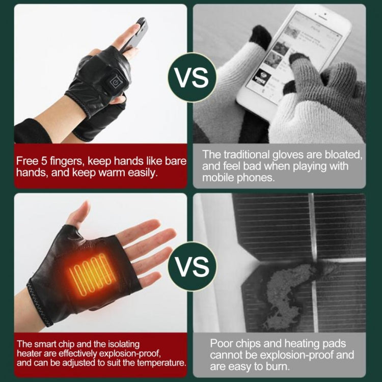 Rechargeable Electric Heating Gloves – Half Finger, 3 Heat Settings, USB Fast Charge (S/M/L)