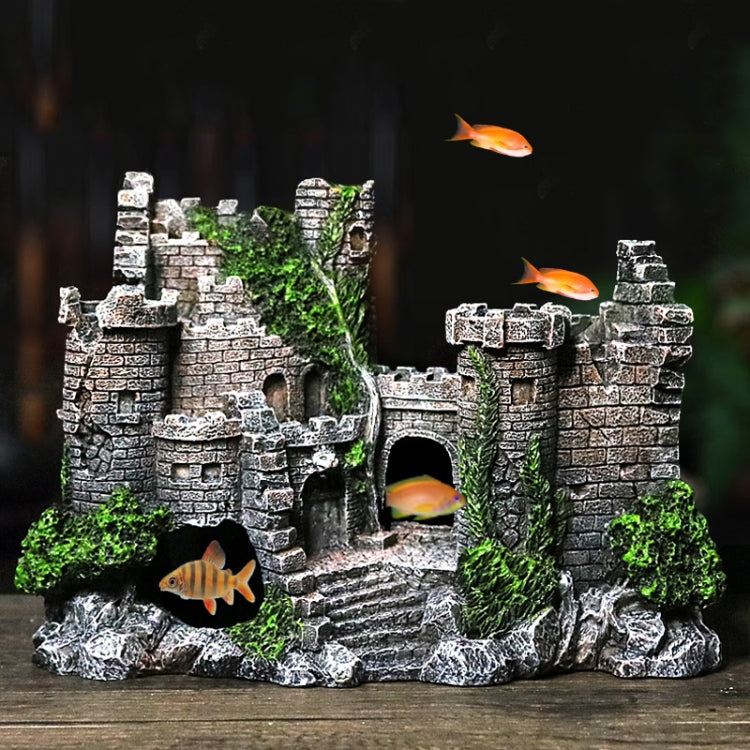 Ancient Castle Aquarium Decoration | Resin Fish Tank Ornament | 17cm