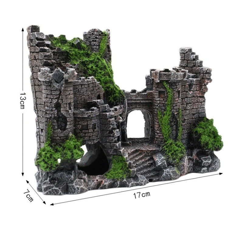Ancient Castle Aquarium Decoration | Resin Fish Tank Ornament | 17cm