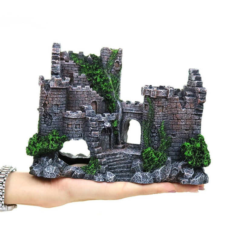 Ancient Castle Aquarium Decoration | Resin Fish Tank Ornament | 17cm