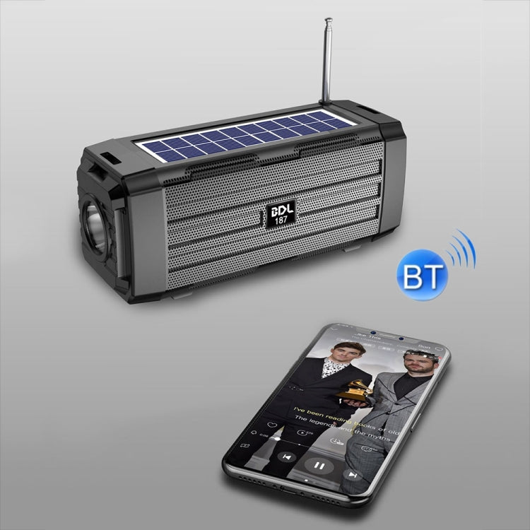 BDL-187 LED-Licht Solar-Wireless-Bluetooth-Lautsprecher Tragbarer Outdoor-Camping-FM-Radio