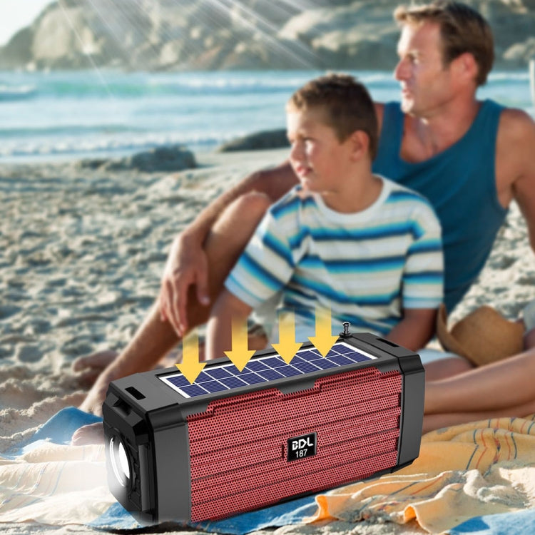 BDL-187 LED-Licht Solar-Wireless-Bluetooth-Lautsprecher Tragbarer Outdoor-Camping-FM-Radio