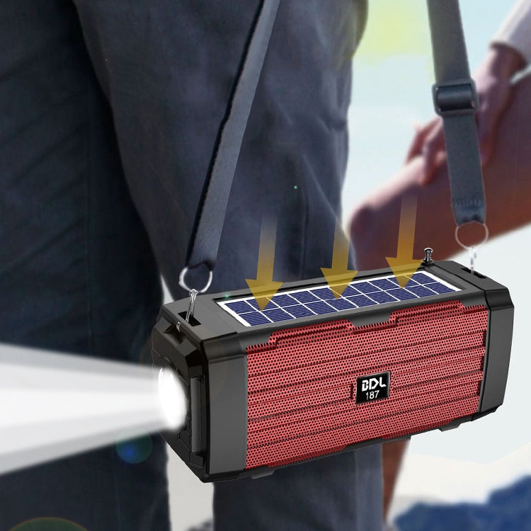BDL-187 LED-Licht Solar-Wireless-Bluetooth-Lautsprecher Tragbarer Outdoor-Camping-FM-Radio