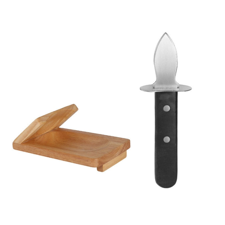 Stainless Steel Oyster Shucking Knife with Wooden Stand