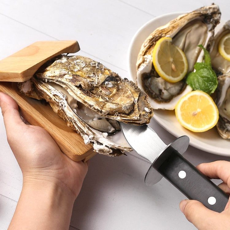 Stainless Steel Oyster Shucking Knife with Wooden Stand