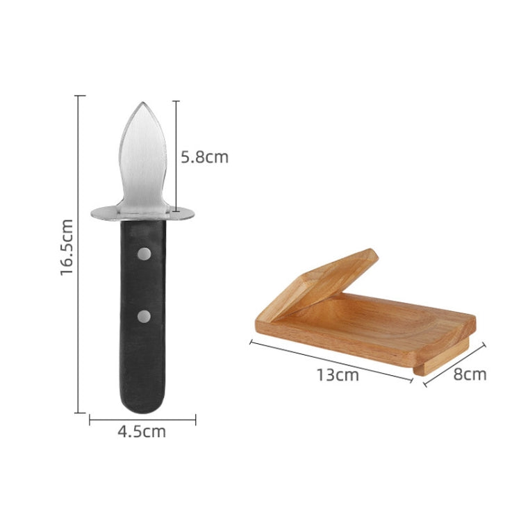 Stainless Steel Oyster Shucking Knife with Wooden Stand