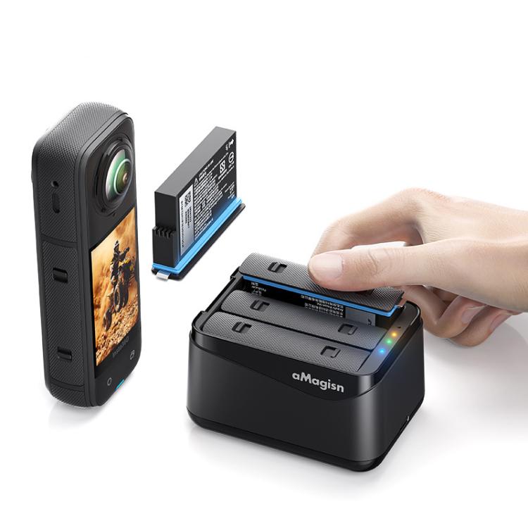 Insta360 X5 Triple Battery Fast Charging Dock with Storage Case | Amagisn