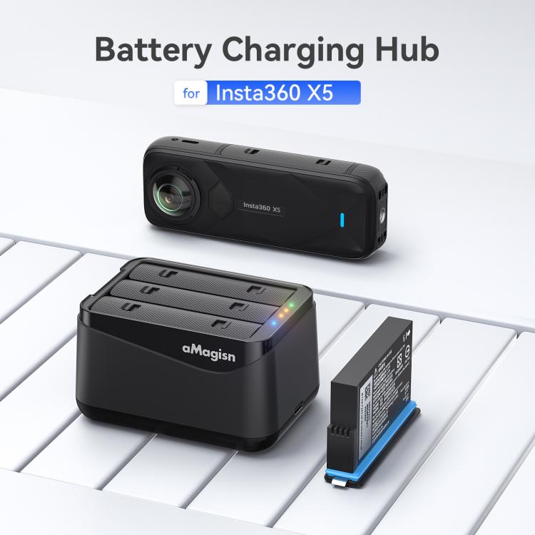 Insta360 X5 Triple Battery Fast Charging Dock with Storage Case | Amagisn