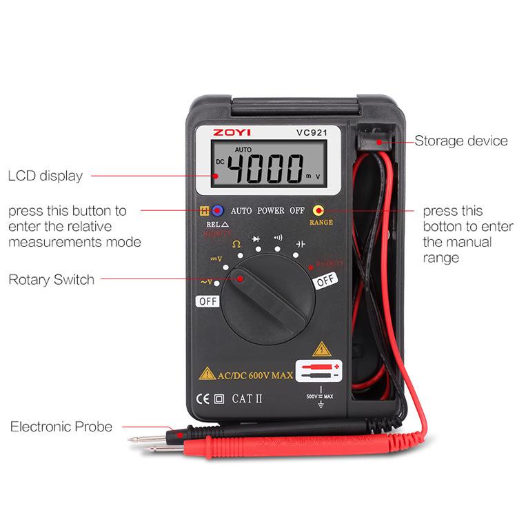 ZOYI VC921 Pocket Digital Multimeter – Auto-Ranging, True RMS, 4000 Count