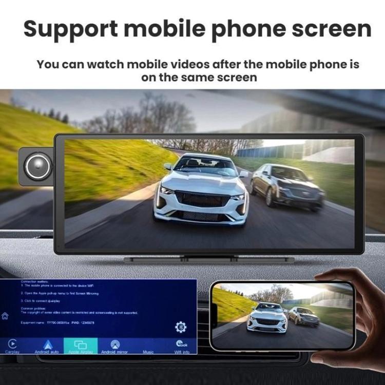 Wireless Apple CarPlay & Android Auto Display with Triple Dash Cam – Front, Interior & Rear Camera