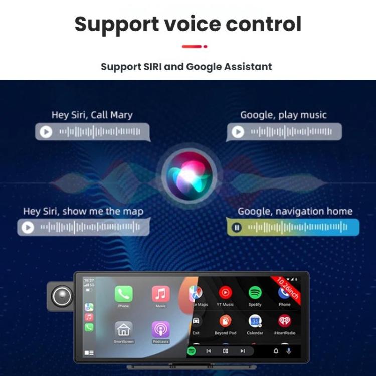 Wireless Apple CarPlay & Android Auto Display with Triple Dash Cam – Front, Interior & Rear Camera