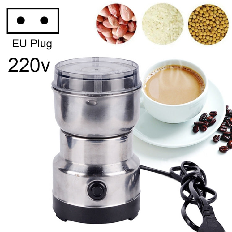 Multifunktionaler EU-Stecker Kaffeemühle Edelstahl Elektrische Kräuter-/Gewürz-/Nuss-/Getreide-/Kaffeebohnenmahlung, Kaffeemühle, EU-Stecker