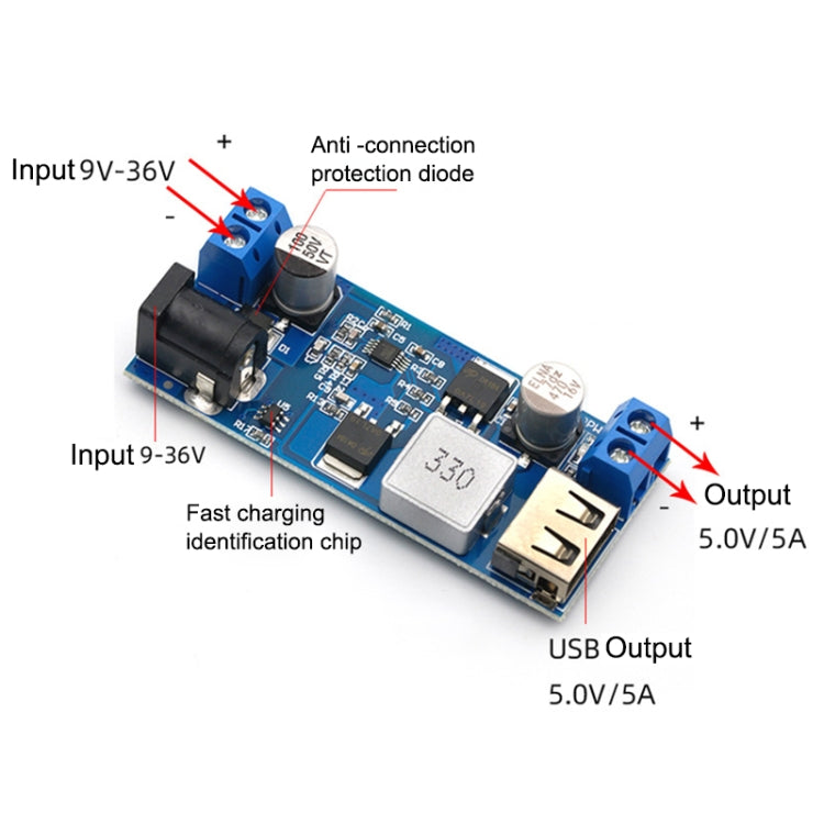 DC 24V/12V auf 5V 5A Abwärtswandler USB-Ladespannungsreduzierungsmodul