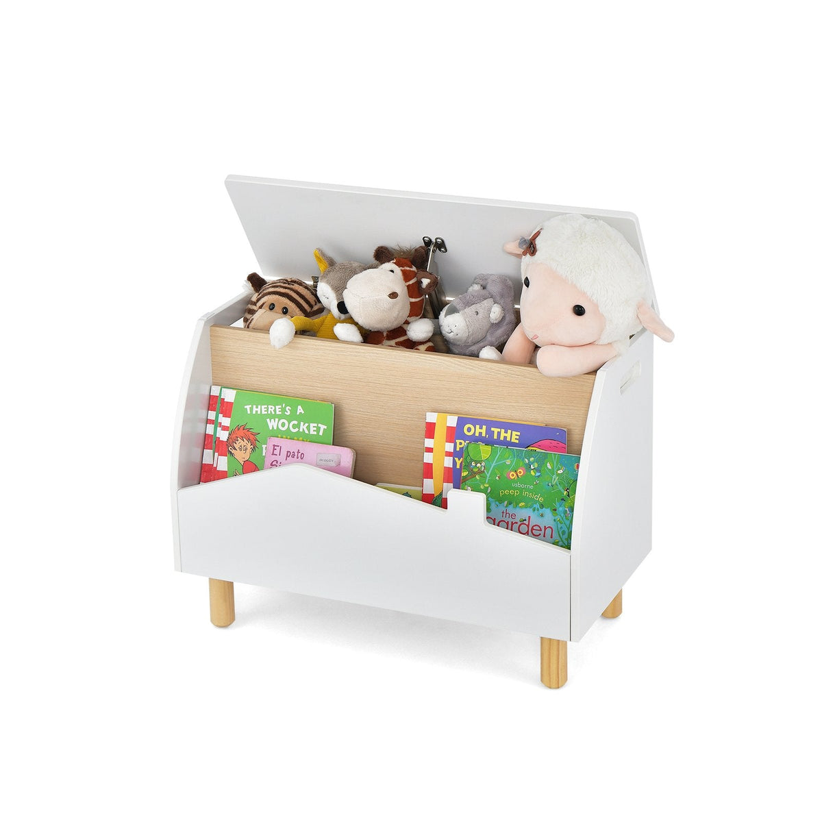Kids Toy Box with Safety Hinge for Playroom-Green