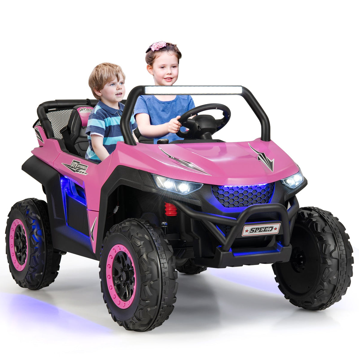 12V Electric Truck Car with Remote Controland Battery Powered UTV-Black