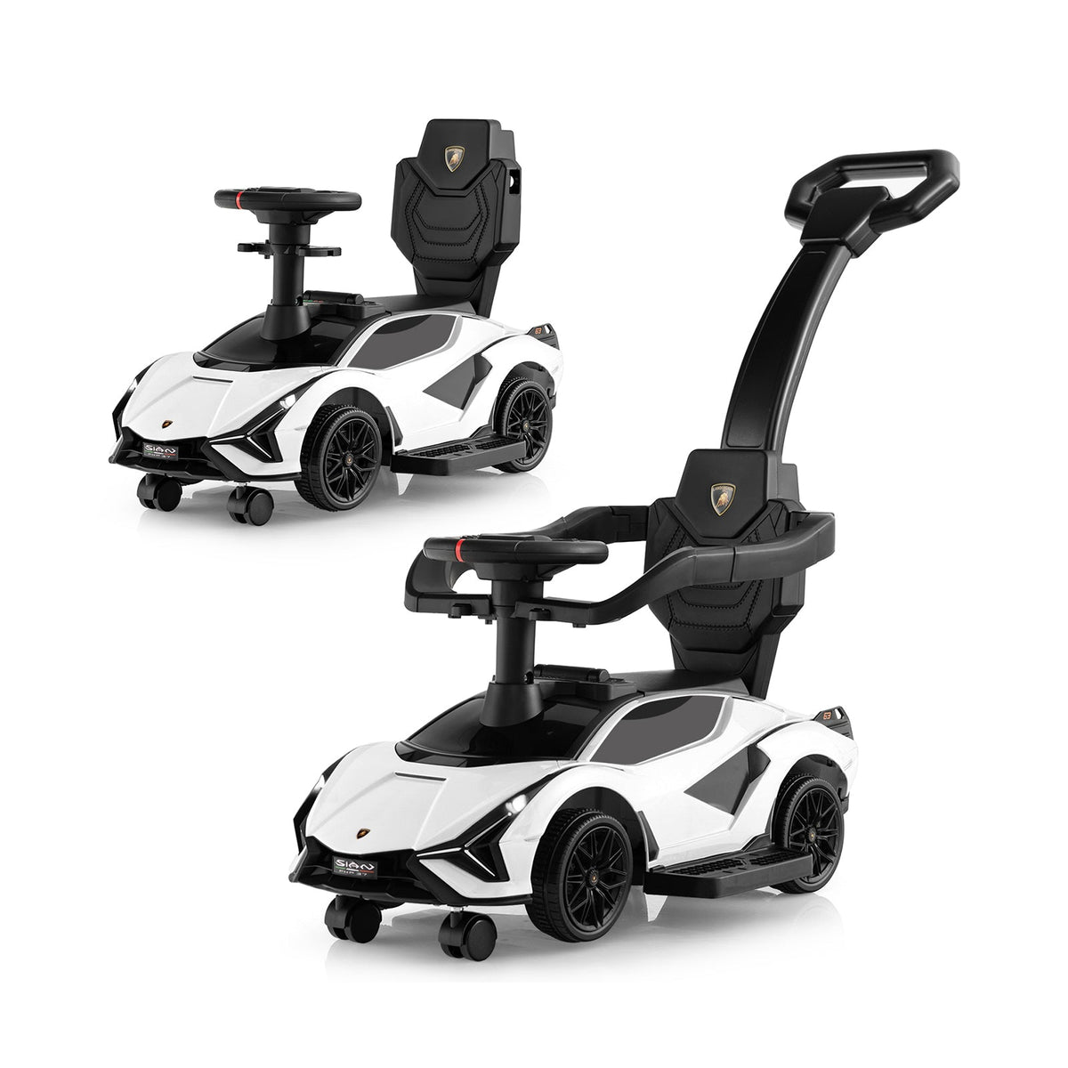 3-in-1 Ride On Push Car with Removable Guardrails and Handle-Black
