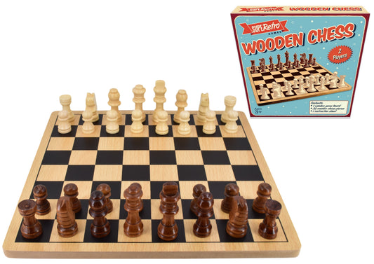 Retro Wooden Chess Board Game Set – Colour Box