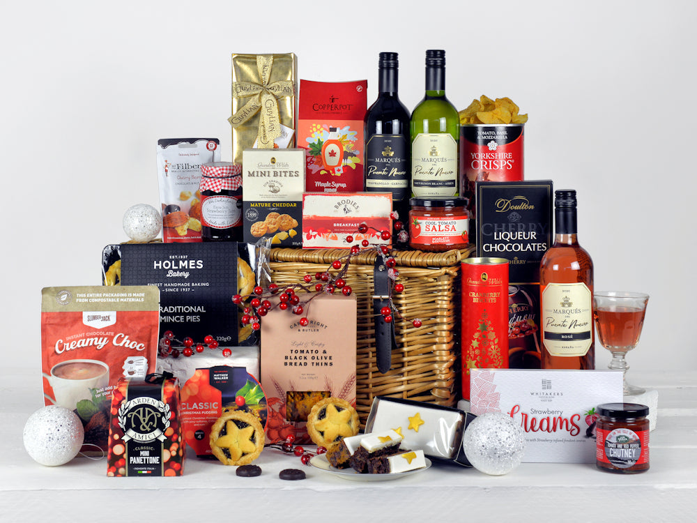 Cesta Sabor a Navidad | Cesta de Lujo Festiva con Vino y Delicatessen