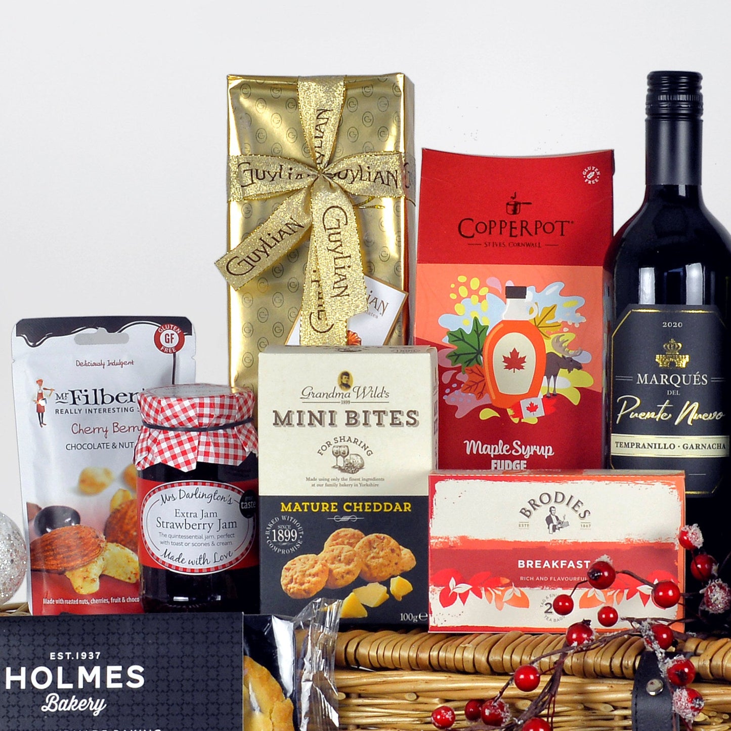 Cesta Sabor a Navidad | Cesta de Lujo Festiva con Vino y Delicatessen