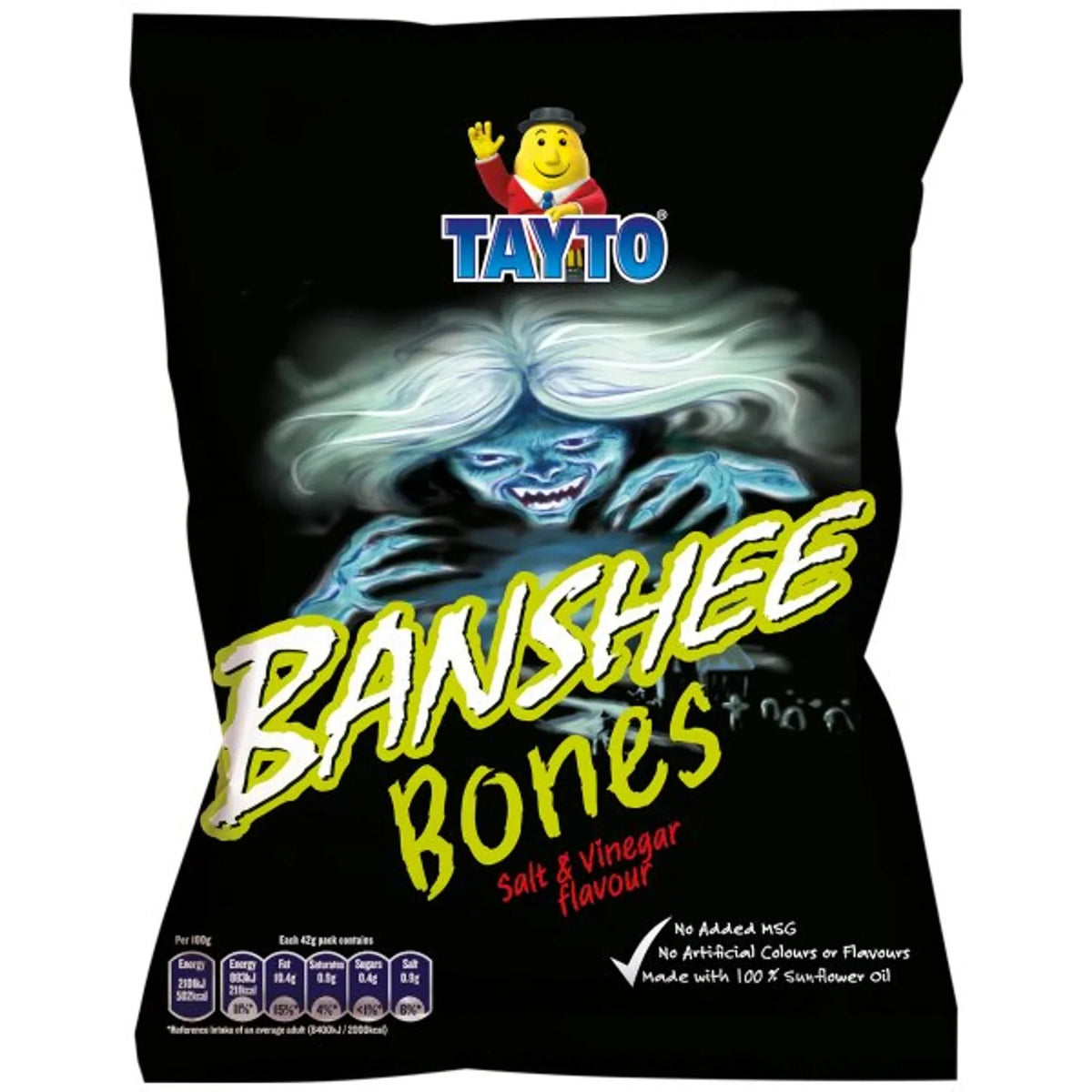 Tayto Banshee Bones Salt & Vinegar 40g – 32 Pack | Irish Crisps